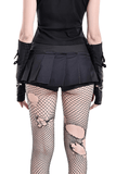 Sexy High Rise Skort with Grommets and Skull Zipper