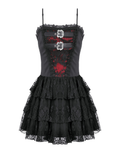 Sexy Lace Frill Mini Dress with Corset Backs and Buckles