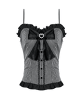Sexy Lace-up Back Striped Top with Bow Detail