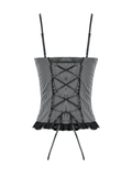 Sexy Lace-up Back Striped Top with Bow Detail