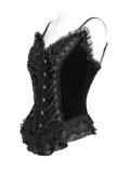 Sexy Lace-Up Corset with Satin Straps and Ruffled Edging