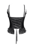 Sexy Lace-Up Corset with Satin Straps and Ruffled Edging