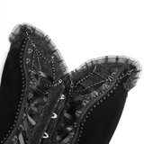 Sexy Lace-Up Corset with Satin Straps and Ruffled Edging