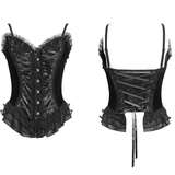 Sexy Lace-Up Corset with Satin Straps and Ruffled Edging