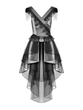 Sexy Lace-Up Layered Tulle Dress with Frilled Accents