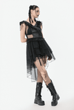 Sexy Lace-Up Layered Tulle Dress with Frilled Accents