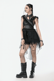 Sexy Lace-Up Layered Tulle Dress with Frilled Accents