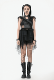 Sexy Lace-Up Layered Tulle Dress with Frilled Accents