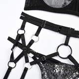 Sexy Lingerie 4-Piece Set / Ladies Floral Transparent Lace Underwear / Exotic Intimate Panty - EVE's SECRETS