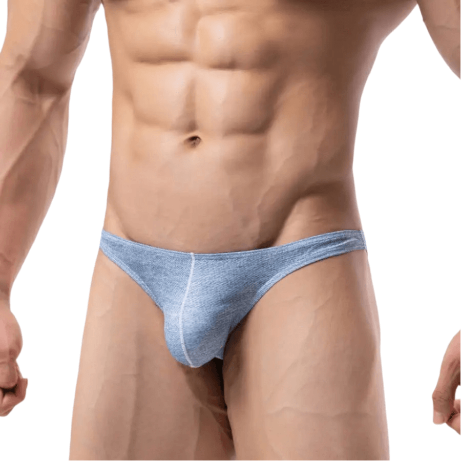 Sexy Men's Blue Swim Thong - Chlorine Resistant, UV Protect - EVE's SECRETS