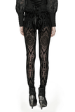 Sexy Mesh Leggings with Pattern and Flocked Accents