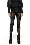 Sexy Mesh Leggings with Pattern and Flocked Accents