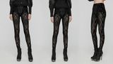 Sexy Mesh Leggings with Pattern and Flocked Accents