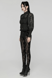 Sexy Mesh Leggings with Pattern and Flocked Accents