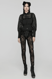 Sexy Mesh Leggings with Pattern and Flocked Accents