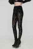 Sexy Mesh Leggings with Pattern and Flocked Accents