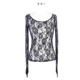 Sexy Mesh Long Sleeve Top for Punk-Gothic Ladies