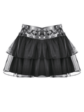 Sexy Mini Skirt with Layered Tulle and Rivets Accent