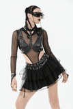 Sexy Mini Skirt with Layered Tulle and Rivets Accent