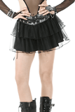 Sexy Mini Skirt with Layered Tulle and Rivets Accent