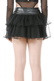 Sexy Mini Skirt with Layered Tulle and Rivets Accent