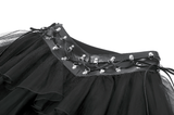Sexy Mini Skirt with Layered Tulle and Rivets Accent