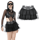 Sexy Mini Skirt with Layered Tulle and Rivets Accent