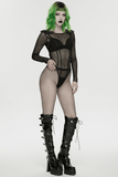 Sexy Net Armor Shoulder Bodysuit with Stud Closures