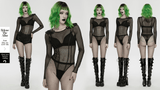 Sexy Net Armor Shoulder Bodysuit with Stud Closures
