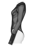Sexy Net Armor Shoulder Bodysuit with Stud Closures