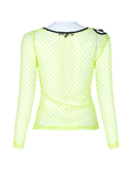 Sexy Punk Neon Green Fishnet Long Sleeve Mesh Top