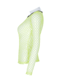 Sexy Punk Neon Green Fishnet Long Sleeve Mesh Top