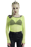 Sexy Punk Neon Green Fishnet Long Sleeve Mesh Top