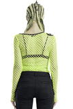 Sexy Punk Neon Green Fishnet Long Sleeve Mesh Top