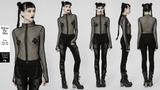 Sexy Rhombus Mesh High-Neck Top for Gothic Edge