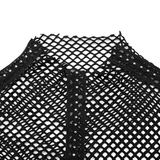 Sexy Rhombus Mesh High-Neck Top for Gothic Edge