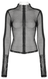 Sexy Rhombus Mesh High-Neck Top for Gothic Edge