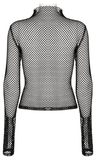 Sexy Rhombus Mesh High-Neck Top for Gothic Edge