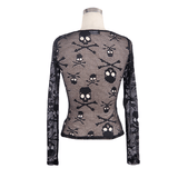 Skull Mesh Tops / Gothic Long Sleeve / Alternative Wear