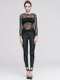 Skull Mesh Tops / Gothic Long Sleeve / Alternative Wear