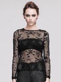 Skull Mesh Tops / Gothic Long Sleeve / Alternative Wear