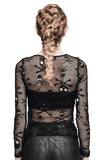 Skull Mesh Tops / Gothic Long Sleeve / Alternative Wear