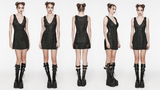 Sexy Sleeveless Black Mini Dress with Snake Print