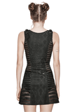 Sexy Sleeveless Black Mini Dress with Snake Print