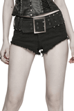 Sexy Women's Denim Shorts with Metal Buckle and Belt