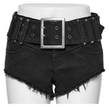 Sexy Women's Denim Shorts with Metal Buckle and Belt