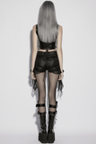 Sexy Women's Goth Shorts With Ruched Chiffon Drape Panels