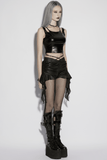 Sexy Women's Goth Shorts With Ruched Chiffon Drape Panels