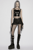 Sexy Women's Goth Shorts With Ruched Chiffon Drape Panels