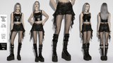 Sexy Women's Goth Shorts With Ruched Chiffon Drape Panels